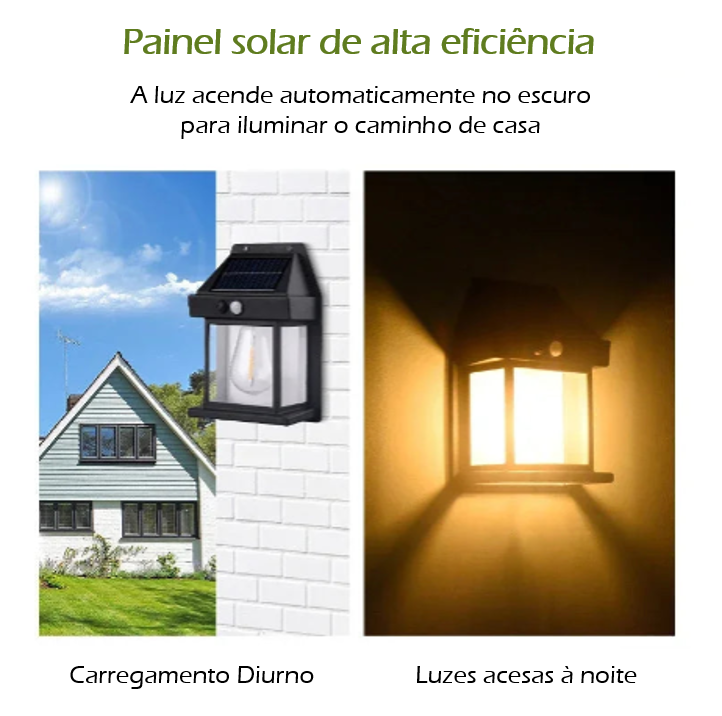 Ecoluz™ | Luminária Solar Retro com Detector de Presença