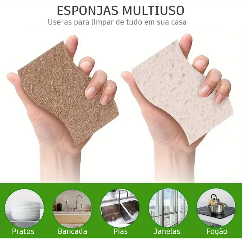 18 Esponjas de Louça Biodegradáveis Premium - Coconut Fiber