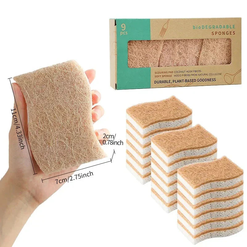 18 Esponjas de Louça Biodegradáveis Premium - Coconut Fiber